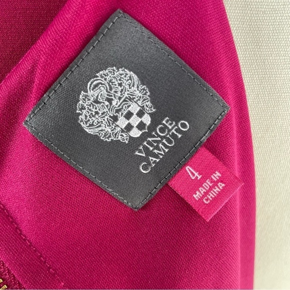 Vince Camuto Cutout V Neck Gold Bar Accent Front Full Zipper Back Dress- Size 4 - Picture 7 of 7